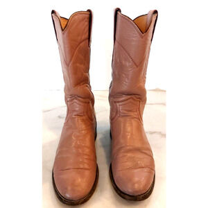 Justin Ropers Womens Sz 5 B‎ Round Toe Pink Leather Western Cowboy Boots L3065